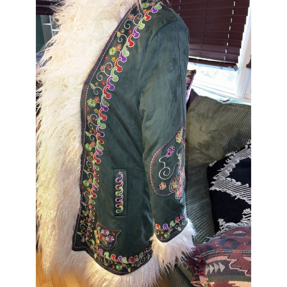NWT Hippie Shake Heroes Breaking Hearts Green Embroidered Penny Lane Coat - Picture 5 of 16